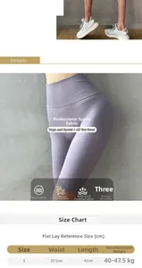Detailed size chart for high-waisted purple seamless yoga shorts with S size measurements