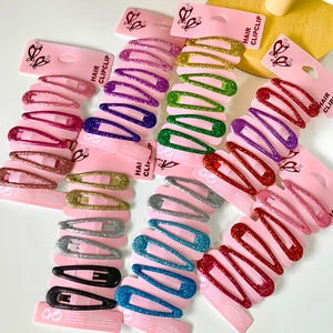 Girls Snap Hair Clips Glitter Sequins Metal Waterdrop Shape Colorful Sweet Accessories For Kids Children Toddlers Daily Wear Party Secure Hold