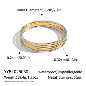 Technical specifications showing dimensions and weight of the textured stainless steel bangles