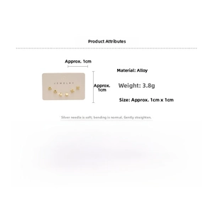 Detail view of heart and star stud earring set with dimensions and material specs