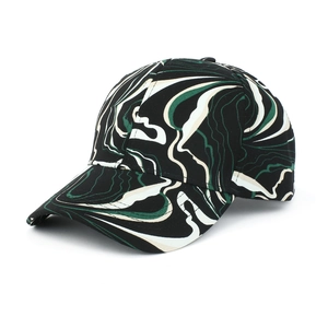 Casquette de baseball tendance avec imprimé texture marbre en noir, vert et beige