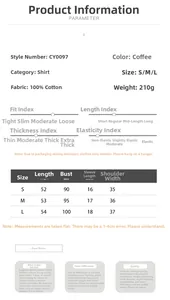 Detailed size chart for vintage brown plaid cotton shirt with fit and fabric information