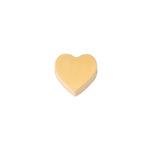 Polished golden heart-shaped stainless steel bead charm with smooth mirror finish