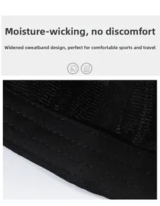 Macro detail of breathable widened sweatband inside the black baseball cap for men