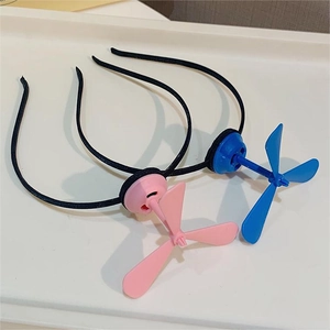 Funny windmill headbands with pink and blue propellers for kids and adults, 2 pieces