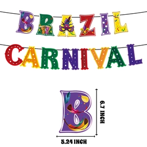 Brazil Carnival banner set with colorful feather and mask icons for party decoration