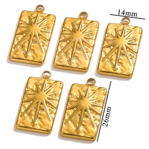 18K gold plated stainless steel tarot sun star pendant charms with 14x26mm dimensions