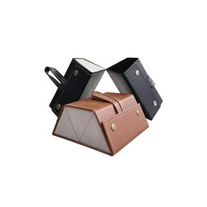 Multi-Slot Glasses Organizer Box PU Leather Foldable Portable Travel Sunglasses Case Hanging Storage With Handle