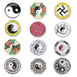 Yin Yang Tai Chi Enamel Pin Chinese Style Traditional Bagua Brooch Zinc Alloy Taoist Religious Jewelry For Clothes Bag Lapel