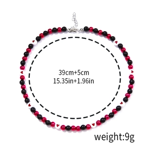 Christmas multilayer necklace with red heart pearls and 39cm length specification