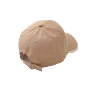 Kids beige cotton baseball cap for 3-8 years old with adjustable metal buckle back view
