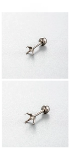 Detailed view of F136 titanium 4-prong screw ball earring back stud for DIY piercing