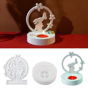 Kaninchen Schmetterling Kerzenhalter Silikonform DIY Handgefertigt 3D Blumen Kerzenständer Gussform