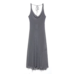 Women Cowl Neck Polka Dot Maxi Dress Spaghetti Strap Backless Adjustable Lace Up Summer Vacation Elegant