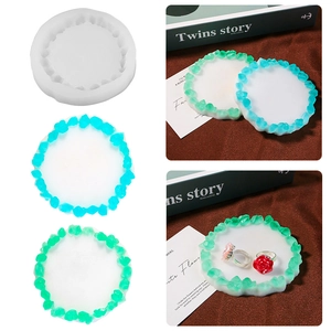 Moule en silicone pour sous-verres en résine avec bords en cristal pour artisanat