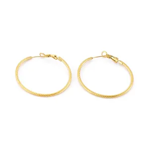 Stainless Steel Twisted Hoop Earrings Large Spiral Texture Geometric Fashion Jewelry For Women