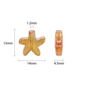 Starfish crystal glass pendant for DIY jewelry making in orange yellow gradient