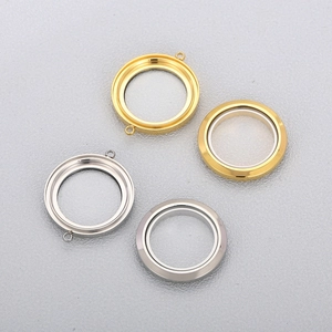 Polished gold and silver stainless steel screw open round locket pendants in various styles
