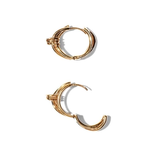 Elegant 925 sterling silver woven gold huggie hoop earrings with multi-layer design