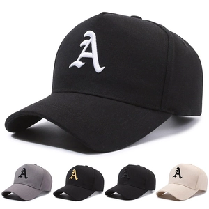 Cotton High Crown Baseball Cap Adjustable Retro Gothic Letter A Embroidery Sun Hat Casual Sport Curved Brim Men Women
