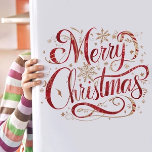 Christmas Wall Stickers PVC Self Adhesive Merry Christmas Letter Snowflake Rabbit Bird Pattern For Window Door Decor