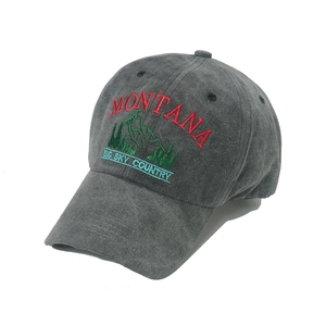 Vintage dark grey washed cotton baseball cap featuring Montana Big Sky Country embroidery
