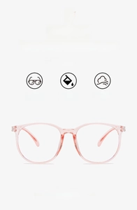 Detail of pink transparent frame showing 17g lightweight feature and flexible hinges