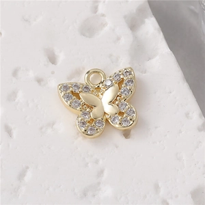 Exquisite gold butterfly pendant with sparkling cubic zirconia inlay for DIY jewelry