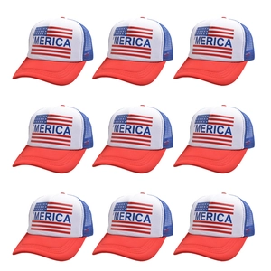 Set di 9 cappellini trucker Merica bandiera USA con rete traspirante e design 5-panel