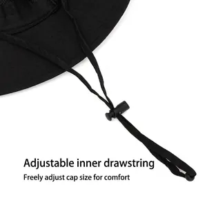 Unisex quick-dry sun hat with adjustable interior drawstring and plastic cord lock