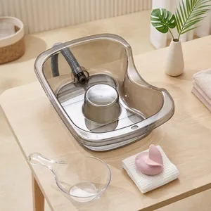 Portable bedside hair washing basin for elderly with drainage hose and scalp massager