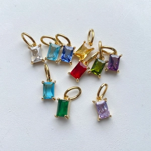 Pendentifs en zircone rectangulaire colorés en acier inoxydable doré pour bijoux DIY