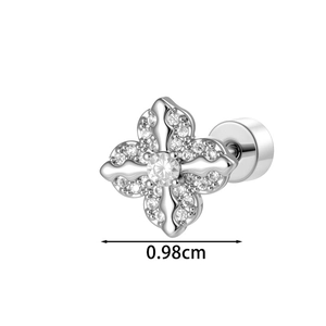 Micro-Inlay Zirkon Kreuz Ohrstecker in Silberoptik mit 0,98 cm Breitenmaßangabe