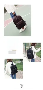 Detail view of stylish men's PU leather travel backpack in dark brown and black colors