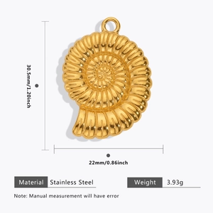 Gedetailleerde afmetingen van de 30,5 mm gouden spiraalvormige schelphanger van staal