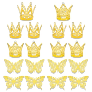 Exquisite golden alloy crown and butterfly hair accessories with rhinestones for kids