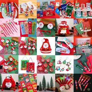 Christmas gift set featuring stationery, headbands, and accessories for kids in red and green