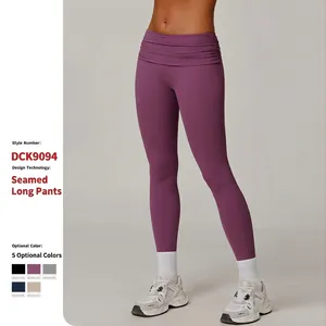High Waist Yoga Pants Women Fold-over Waistband Tummy Control Butt Lifting Soft Nylon Spandex Workout Fitness Leggings