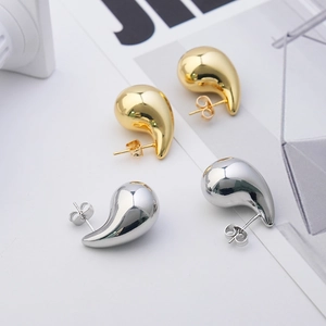 Teardrop Waterdrop Earrings Polished Copper With 925 Sterling Silver Earring Post Minimalist Fashion Jewelry For Women