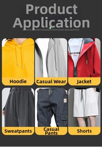 Detailed application of drawstring cords on hoodies, jackets, shorts and sport pants
