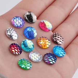 10mm colorful round fish scale resin cabochons for DIY jewelry making accessories