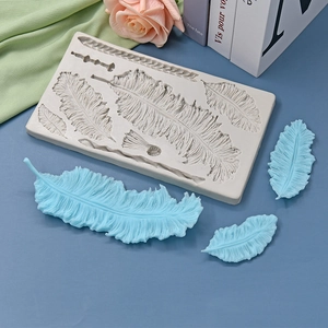 Leaf and feather shaped silicone mold for DIY baking and fondant cake decorating
