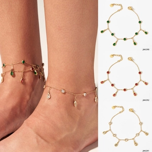 Stainless Steel Zircon Anklet For Women With Tassel Water Drop Pendants Simple Elegant Adjustable Foot Chain Jewelry