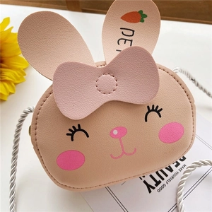 Borsa a tracolla con coniglietto rosa per bambini con orecchie 3D e ricami