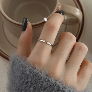 Cat Paw Hug Adjustable Open Ring S925 Sterling Silver Zircon Minimalist Cute Jewelry For Women