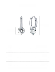 Detailed technical diagram showing 17mm 925 sterling silver earrings with 1ct moissanite stones