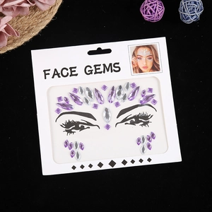 Cristalli per il viso in acrilico viola e argento con strass simmetrici per il trucco