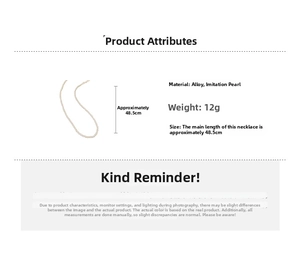 Detailed specs of the pearl geometric necklace with length 48.5cm and 12g weight