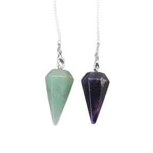 Pendoli in cristallo naturale con ciondoli in ametista viola e avventurina verde