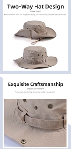 Detail of khaki sun hat featuring breathable metal vents and precision reinforced stitching